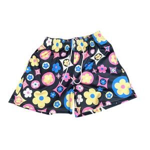 Men's Bravest Studios Multi-Color Floral Black Mesh Drawstring Shorts - XL